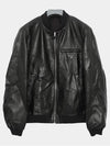 Reversible Nappa Leather Nylon Bomber Jacket Black - PRADA - BALAAN 3