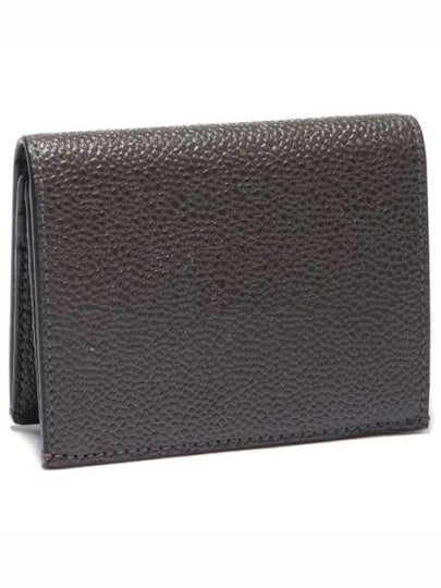 Pebble Grained Leather Double Card Wallet Dark Brown - THOM BROWNE - BALAAN 2