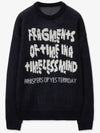 Timeless jacquard lettering knit navy white - BLONDNINE - BALAAN 1