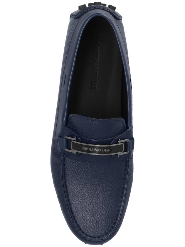 Emporio Armani Leather Loafers, Men's, Navy Blue - EMPORIO ARMANI - BALAAN 6