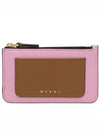 Saffiano Two-Tone Zipper Card Wallet Pink Brown - MARNI - BALAAN 2