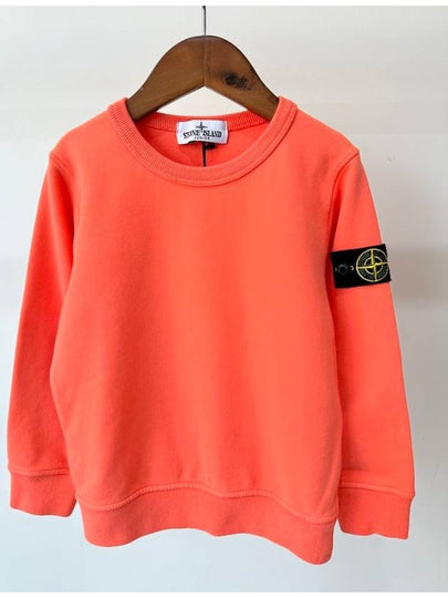 Kids Wappen Patch Organic Cotton Fleece Sweatshirt Fluorescent Orange - STONE ISLAND - BALAAN 2