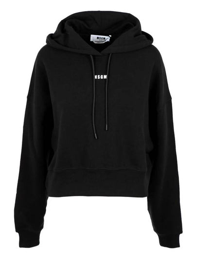 Micro Logo Print Cotton Hoodie Black - MSGM - BALAAN 2