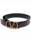 V Logo Signature Leather Belt Brown Black - VALENTINO - BALAAN 4