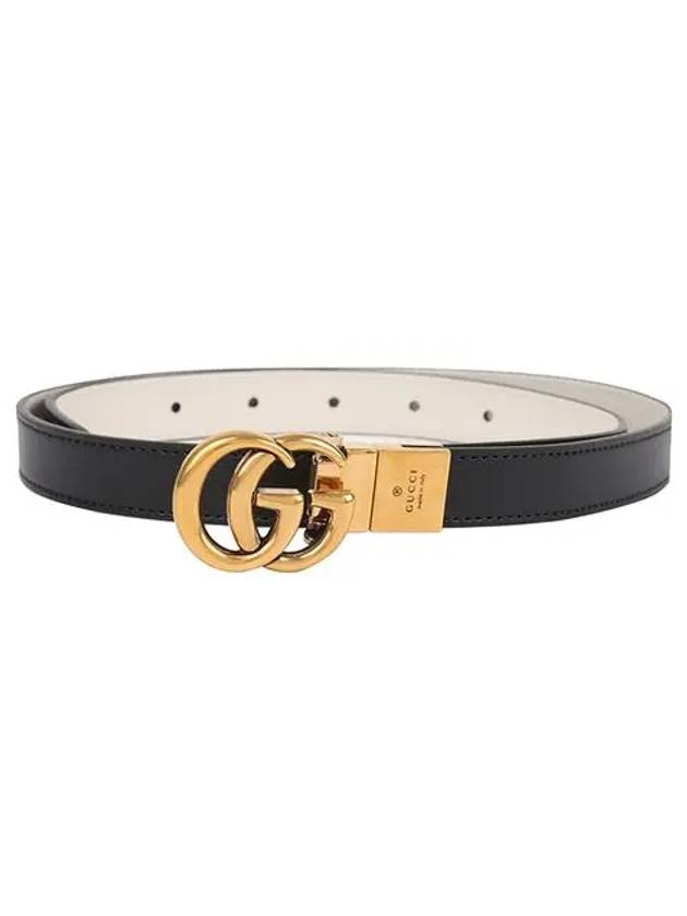 GG Marmont Reversible Thin Belt Black White - GUCCI - BALAAN 9