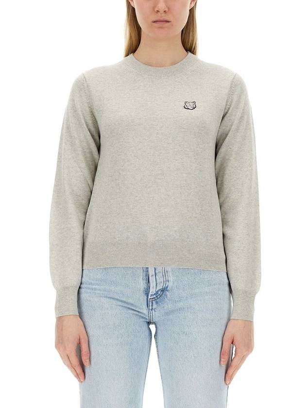 Bold Fox Head Wool Knit Top Grey - MAISON KITSUNE - BALAAN 2