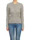 Pointelle Tipping Crew Neck Pullover Knit Top Grey - THOM BROWNE - BALAAN 2