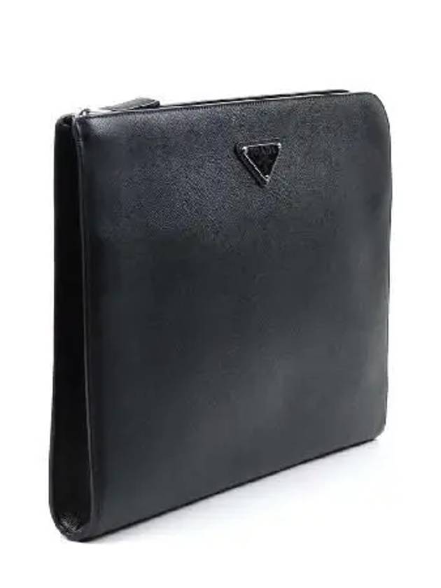 2VN003 Saffiano silver triangle logo document folder clutch - PRADA - BALAAN 2