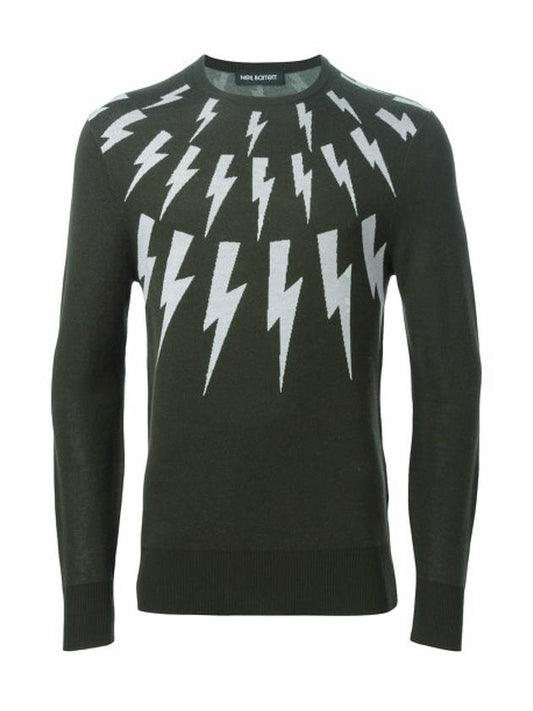 Thunder Merino Wool Knit Top Khaki - NEIL BARRETT - BALAAN.