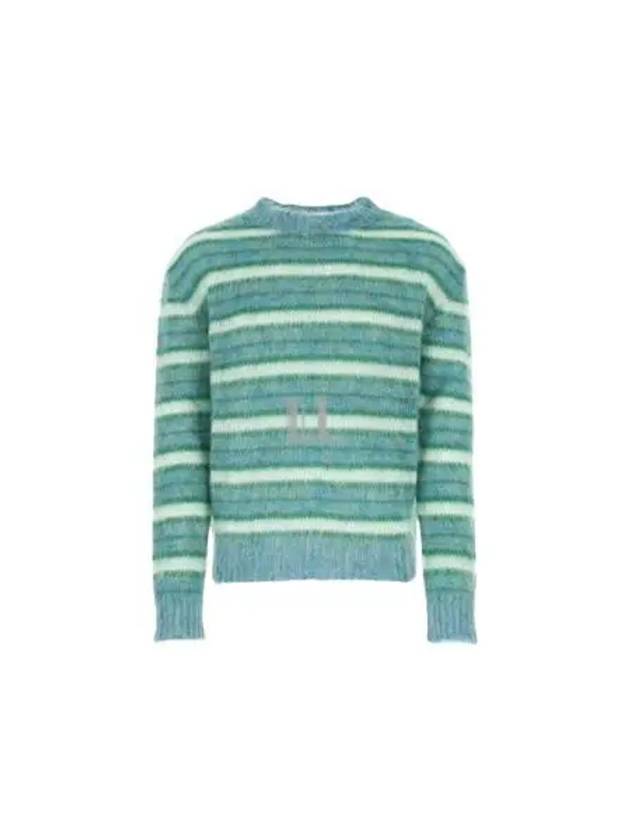 Striped Round Neck Knit Top Green - MARNI - BALAAN 2