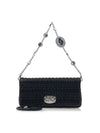 Crystal Leather Shoulder Bag Black - MIU MIU - BALAAN 1