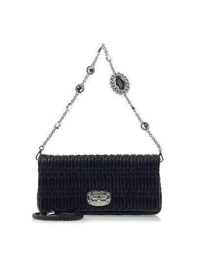 Crystal Leather Shoulder Bag Black - MIU MIU - BALAAN 2