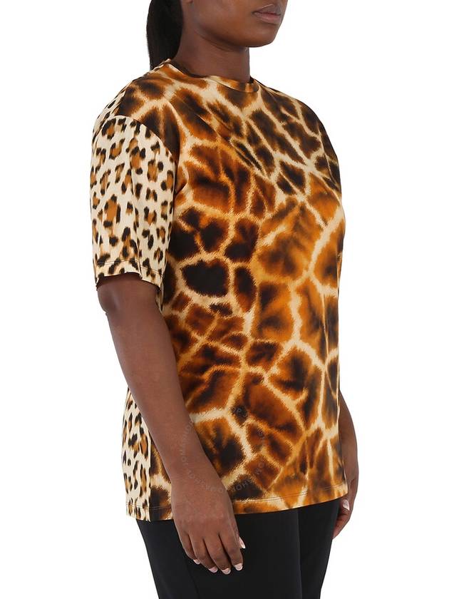 Roberto Cavalli Ladies Giraffe Chine And Leopard Printed Cotton T-shirt, Size X-Small - ROBERTO CAVALLI - BALAAN 2