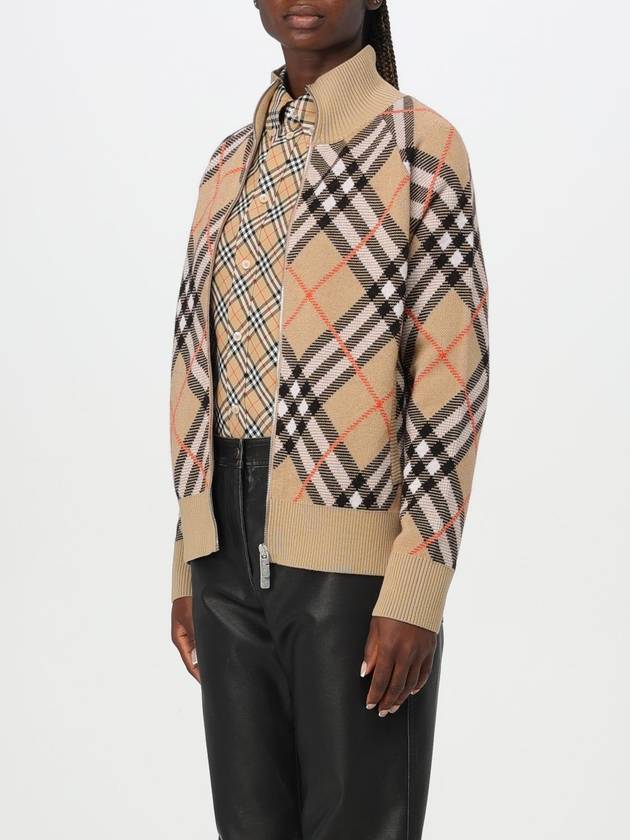 Check Wool Blend Knitted Track Jacket Sand - BURBERRY - BALAAN 5