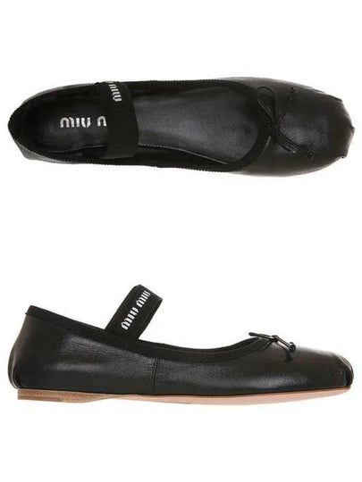 Women's Logo Leather Ballerinas Black - MIU MIU - BALAAN 2