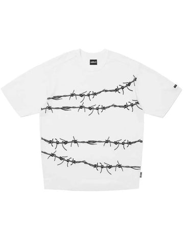 Barbed Wire T Shirt WHITE - AJOBYAJO - BALAAN 1