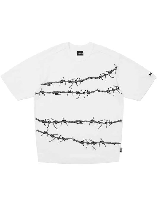 Barbed Wire T Shirt WHITE - AJOBYAJO - BALAAN 1