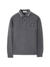 Slim Long Sleeve Cotton Polo Shirt Charcoal - STONE ISLAND - BALAAN 1