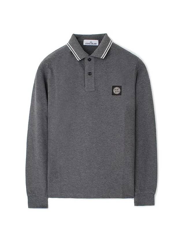 Slim Long Sleeve Cotton Polo Shirt Charcoal - STONE ISLAND - BALAAN 1