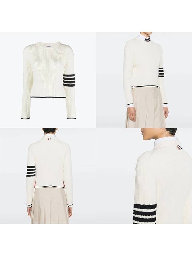 4 Bar Stripe Cable Knit Top White - THOM BROWNE - BALAAN 7