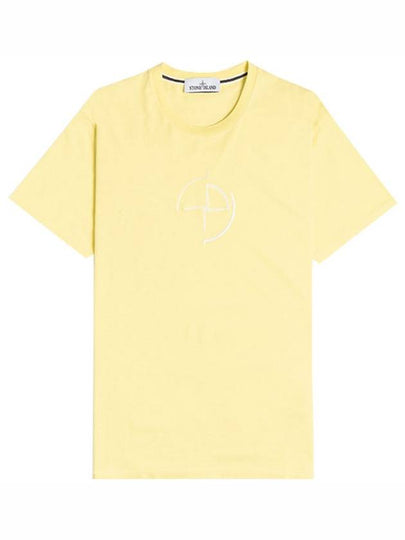 Men's Compass Embroidery Back Lettering Short Sleeve T-Shirt Yellow - STONE ISLAND - BALAAN 2