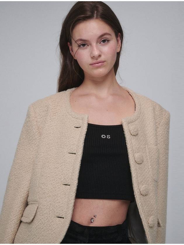 Boucle Wool Cropped Jacket Beige - OPENING SUNSHINE - BALAAN 4