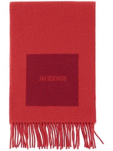 Logo Detail Fringe Muffler Red - JACQUEMUS - BALAAN 1