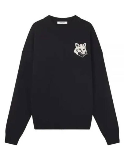 Intarsia Fox Head Comfort Knit Top Black - MAISON KITSUNE - BALAAN 2