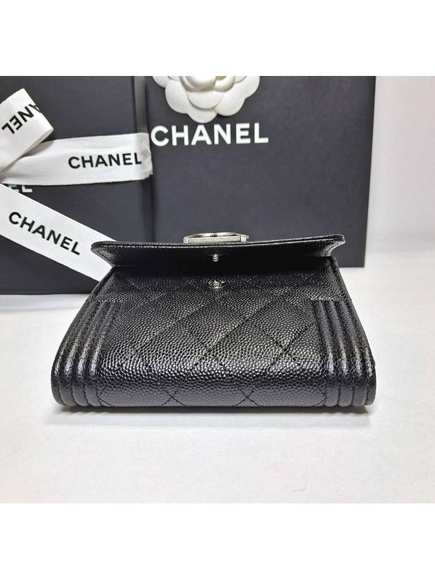 Boy  Small Flap Wallet Caviar Leather & Ruthenium Black - CHANEL - BALAAN 7