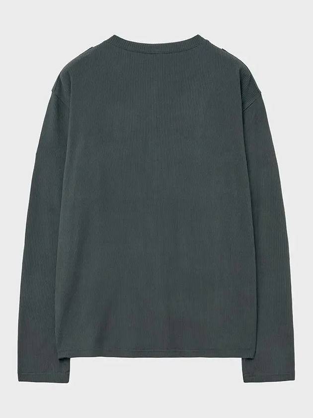 Ribbed henley neck long sleeve t shirt dark gray - NOIRER - BALAAN 3