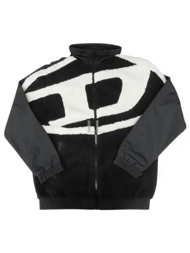 S Ovady Logo Teddy Fleece Track Jacket Black - DIESEL - BALAAN 2