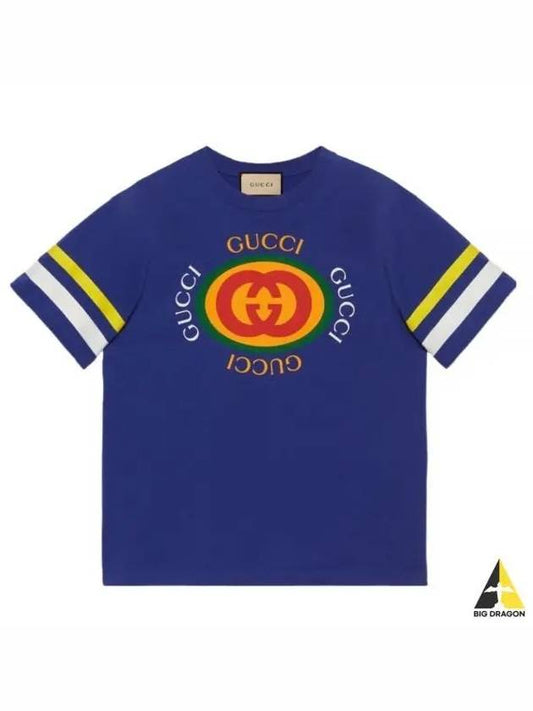 Men's GG Logo Short Sleeve T-Shirt Blue - GUCCI - BALAAN 2