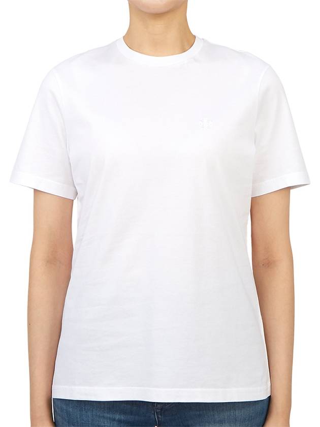 Embroidered Logo Cotton Short Sleeve T-Shirt White - TORY BURCH - BALAAN 2