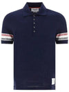 Men's RWB Stripe Cotton Polo Shirt Navy - THOM BROWNE - BALAAN 2