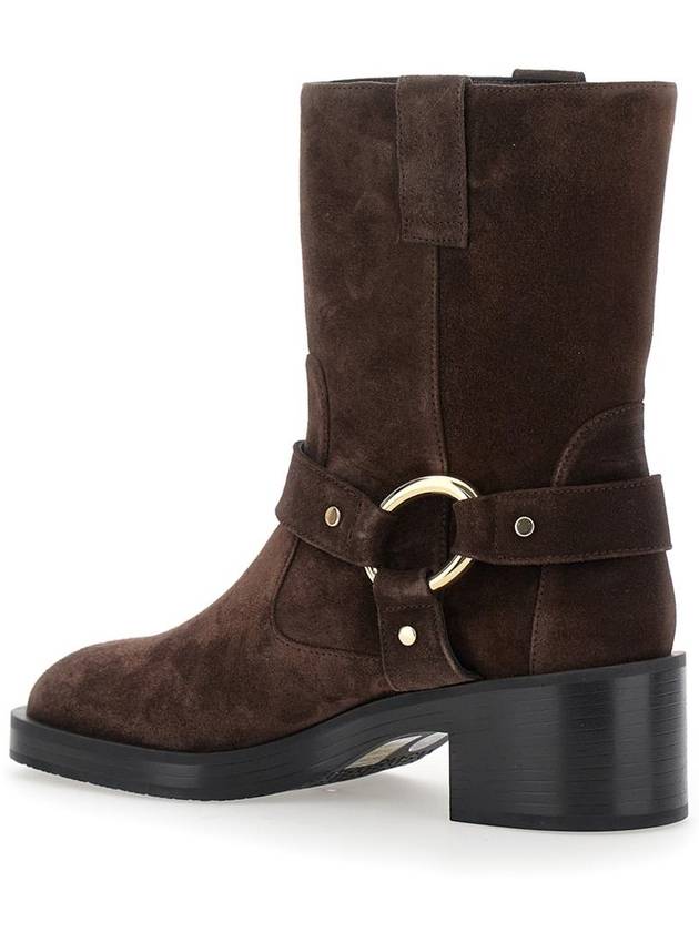 'Jax' Brown Ankle Boots With Ring Hardware Detail In Leather And Suede Woman - STUART WEITZMAN - BALAAN 3