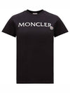 Women s Embroidered Logo Short Sleeve T Shirt Black - MONCLER - BALAAN 2