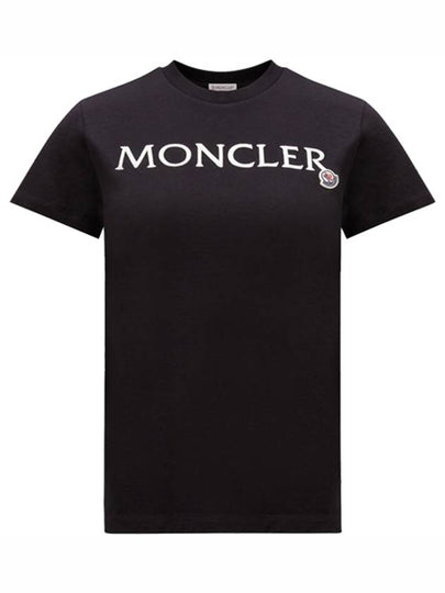 Women's Embroidered Logo Short Sleeve T-Shirt Black - MONCLER - BALAAN 2