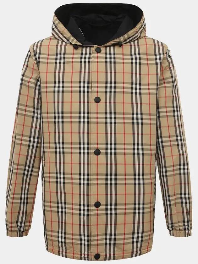 Reversible Check Nylon Hooded Jacket Black Beige - BURBERRY - BALAAN 2