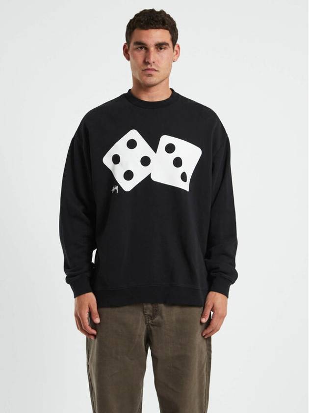 Two Dice Crew Neck Sweatshirt Black - STUSSY - BALAAN 2