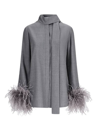 WOOL SHIRT WITH FEATHERS - VALENTINO - BALAAN 1