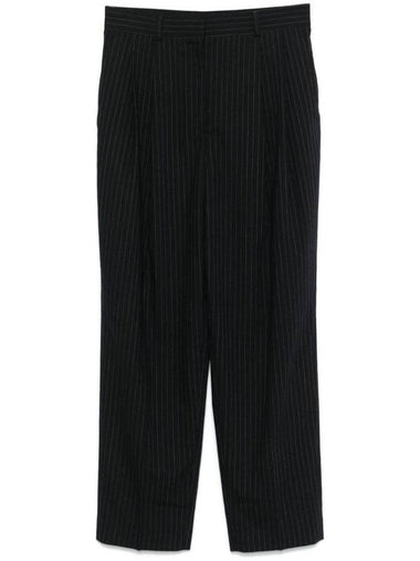 Blue Pinstriped Pants With High Waist And Belt Loops In Wool Blend Woman - TOTEME - BALAAN 1