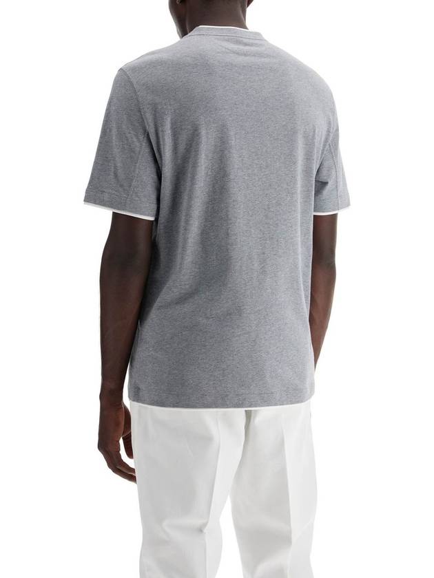 24 ss Cotton T-Shirt WITH Contrast PROFILES M0B137427CY918 B0650987562 - BRUNELLO CUCINELLI - BALAAN 4