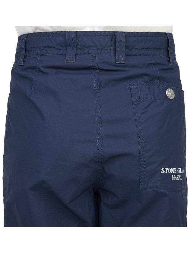 Marina Mid Rise Cotton Canvas Wide Pants Royal Blue - STONE ISLAND - BALAAN 7