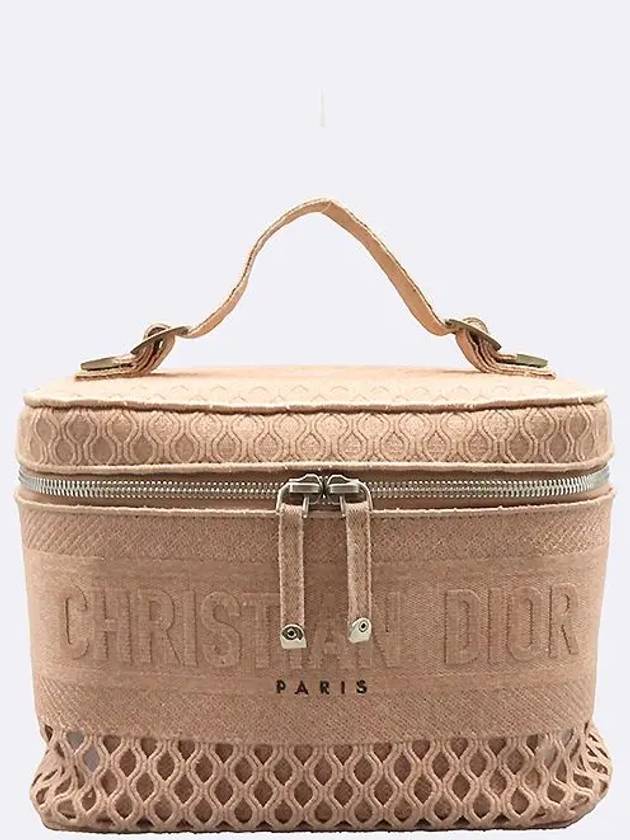 Pink Canvas Travel Vanity Embroidered Tote Bag - DIOR - BALAAN 1