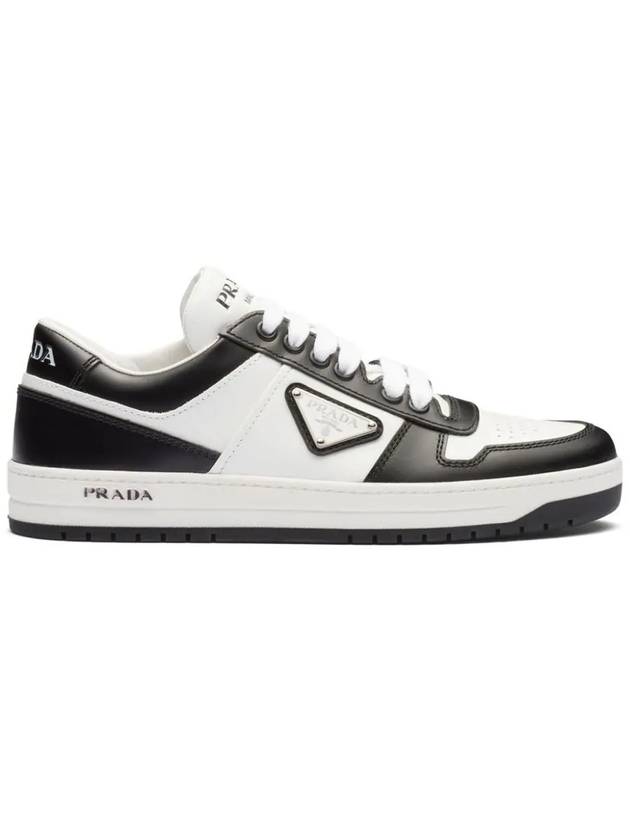 Downtown Perforated Leather Low Top Sneakers White Black - PRADA - BALAAN 2