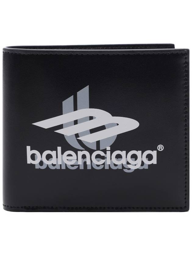 Logo Print Leather Half Wallet Black - BALENCIAGA - BALAAN 3