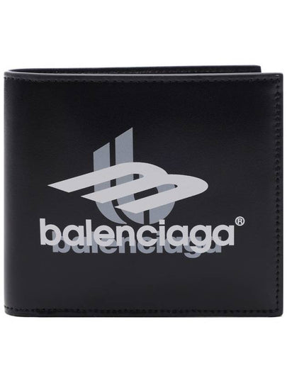 Logo Print Leather Half Wallet Black - BALENCIAGA - BALAAN 2