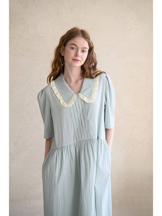 Kaisienne puff sleeve pintuck frill dress_sky blue - CAHIERS - BALAAN 1