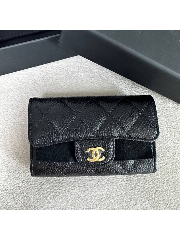 Classic caviar card wallet snap black gold plated - CHANEL - BALAAN 1