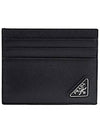 Triangle Logo Saffiano Card Wallet Black - PRADA - BALAAN 2